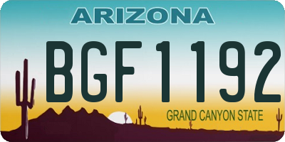 AZ license plate BGF1192