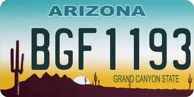 AZ license plate BGF1193