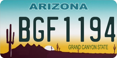 AZ license plate BGF1194