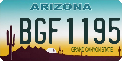 AZ license plate BGF1195
