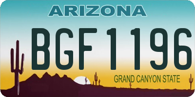 AZ license plate BGF1196