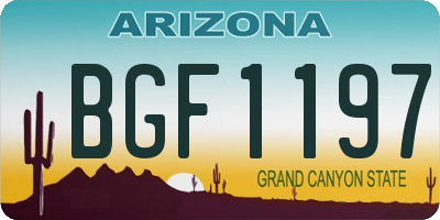 AZ license plate BGF1197