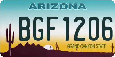 AZ license plate BGF1206