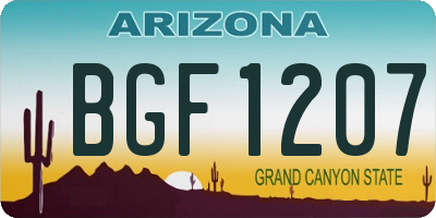 AZ license plate BGF1207