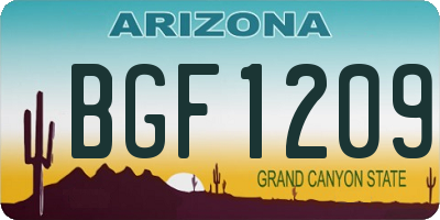 AZ license plate BGF1209