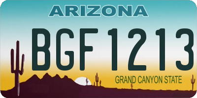 AZ license plate BGF1213