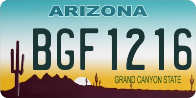 AZ license plate BGF1216