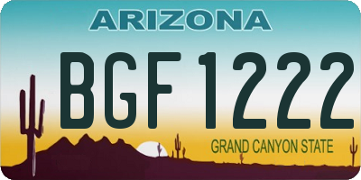 AZ license plate BGF1222