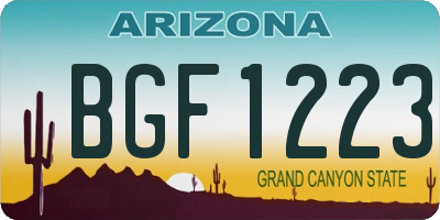 AZ license plate BGF1223