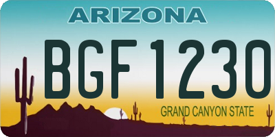 AZ license plate BGF1230