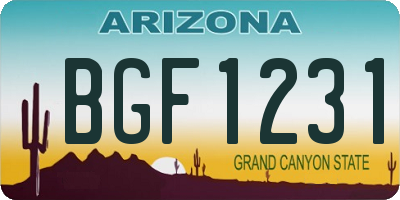 AZ license plate BGF1231