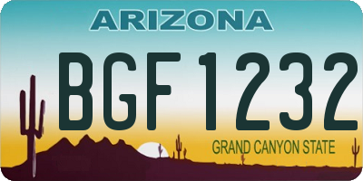 AZ license plate BGF1232