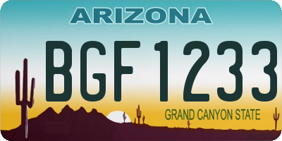 AZ license plate BGF1233