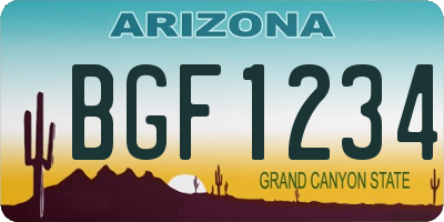 AZ license plate BGF1234