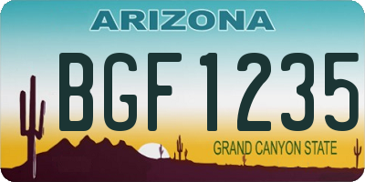 AZ license plate BGF1235