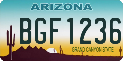AZ license plate BGF1236
