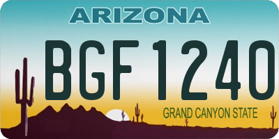 AZ license plate BGF1240