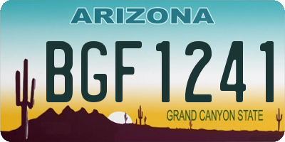 AZ license plate BGF1241