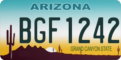 AZ license plate BGF1242