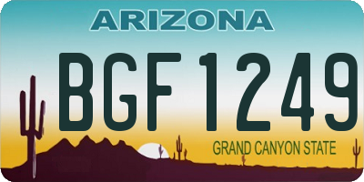 AZ license plate BGF1249