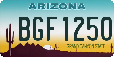 AZ license plate BGF1250