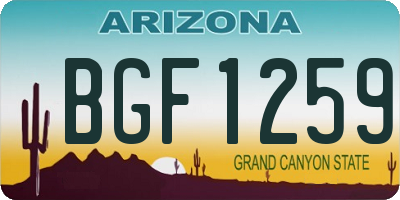 AZ license plate BGF1259