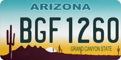 AZ license plate BGF1260