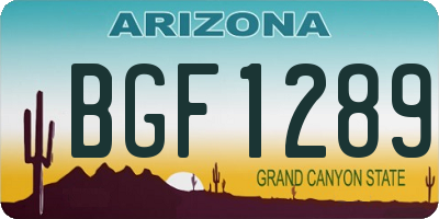 AZ license plate BGF1289