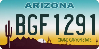 AZ license plate BGF1291