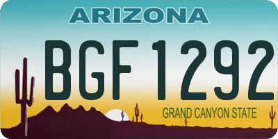 AZ license plate BGF1292