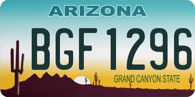 AZ license plate BGF1296