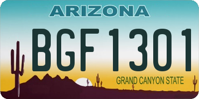 AZ license plate BGF1301