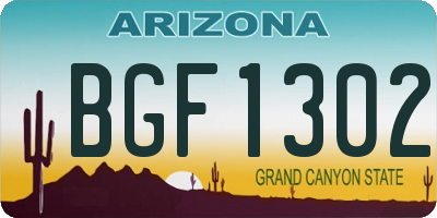 AZ license plate BGF1302