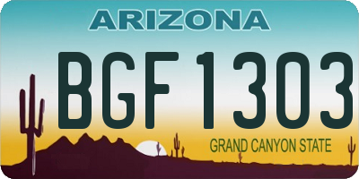 AZ license plate BGF1303