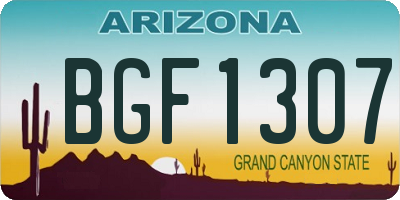 AZ license plate BGF1307