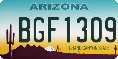 AZ license plate BGF1309