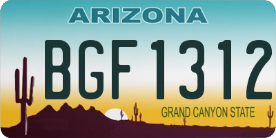 AZ license plate BGF1312