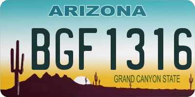 AZ license plate BGF1316