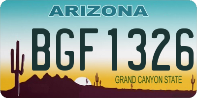 AZ license plate BGF1326