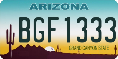 AZ license plate BGF1333