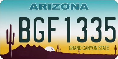 AZ license plate BGF1335