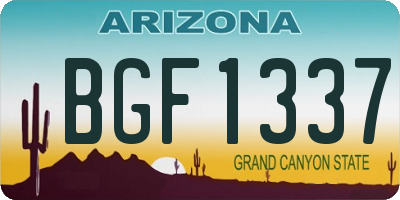 AZ license plate BGF1337