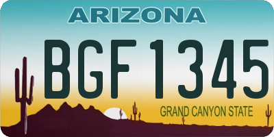 AZ license plate BGF1345
