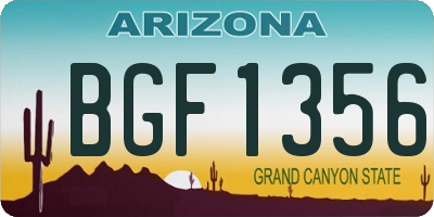 AZ license plate BGF1356
