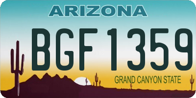 AZ license plate BGF1359