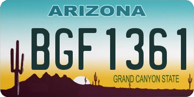 AZ license plate BGF1361