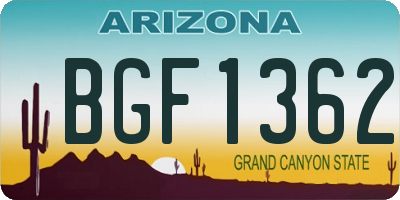 AZ license plate BGF1362