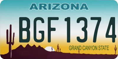 AZ license plate BGF1374