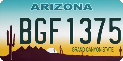 AZ license plate BGF1375