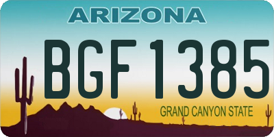 AZ license plate BGF1385
